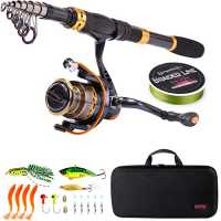 BlueFire Fishing Rod Kit, Carbon Fiber Telescopic Fishing Pole and Reel  Combo with Spinning Reel, Line, Lure, Hooks and Carrier Bag, Fishing Gear  Set for Beginner Adults Saltwater Freshwater(2.1M), Spinning Combos 