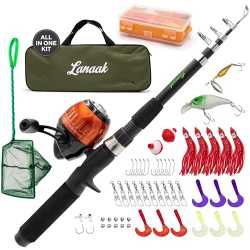 Kids Fishing Pole and Tackle Box Kit Portable Telescopic Kids Fishing Rod  and Reel Combo Kit for Beginners, Boys,Girls,Youth,Children
